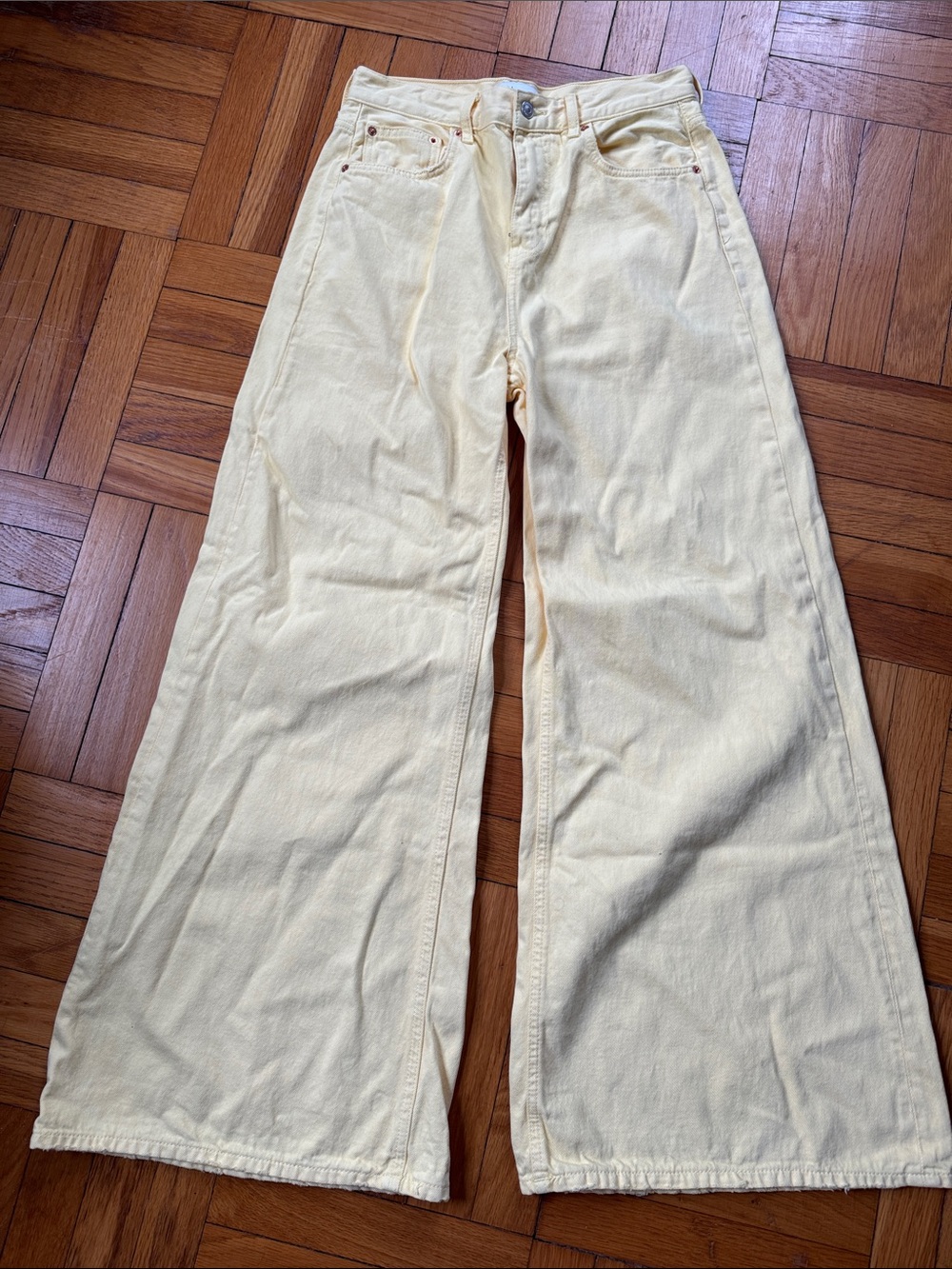 Wide Leg Yellow Denim Jeans